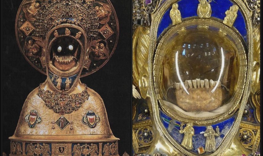This is the jawbone and “incorrupt tongue” of St. Anthony at Basilica of Saint Anthony of Padua