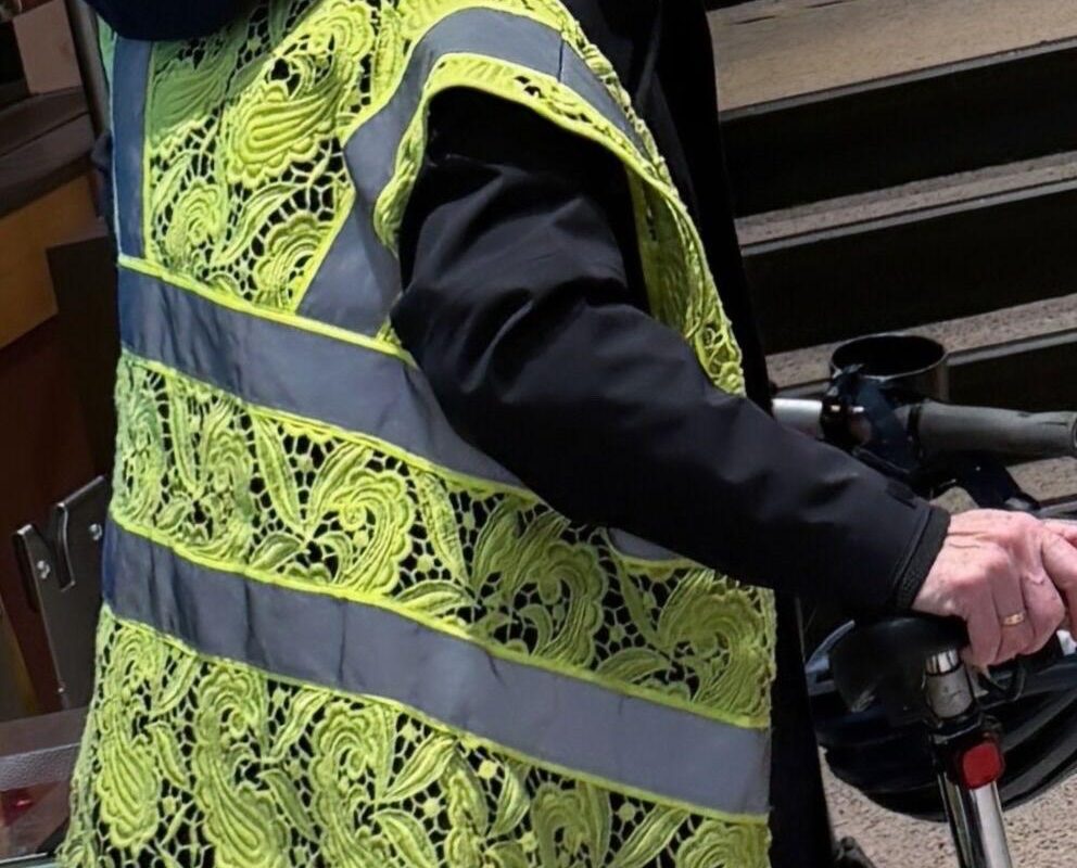 This lady decided to create a lace hi-vis vest!