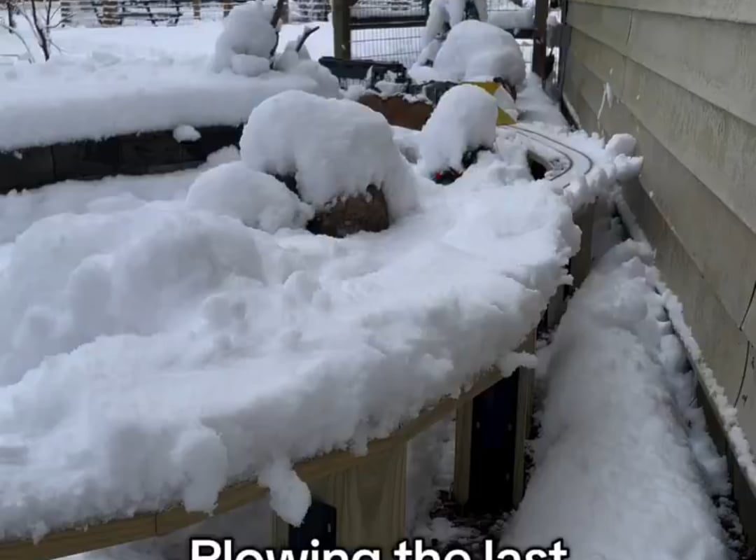 This little snowplow train clearing the tracks