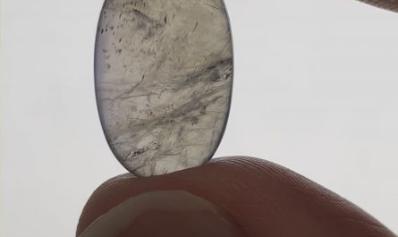 This mineral (Cordierite) changes colour when rotated due to the crystal lattice’s lack of symmetry along all 3 axes (Pleochroism)