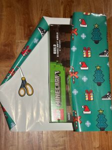 This roll of wrapping paper fits this present perfectly!