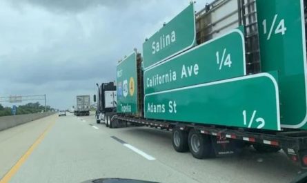 This truck is carrying the signs you see on the interstate