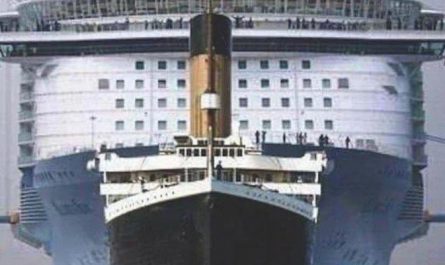 Titanic size compared to a modern cruise ship.👀
