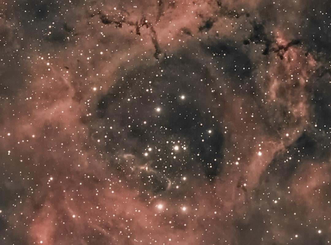 Tonights Capture Is Of The "Rosette Nebula", A Stellar Nursery With Stars That Emit So Much Radiation That They Illuminate The Glowing Dust Surrounding Them.
