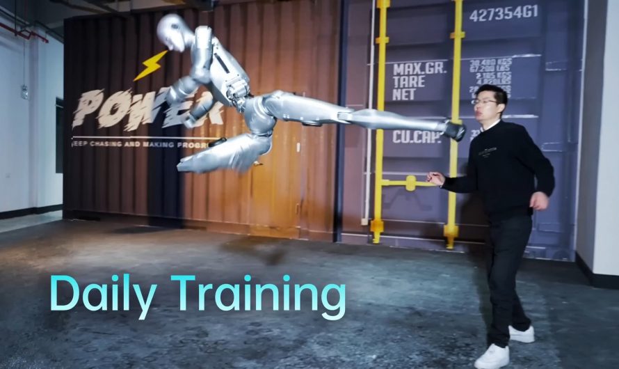 Unitree H2 performing jump side kicks and moon kicks