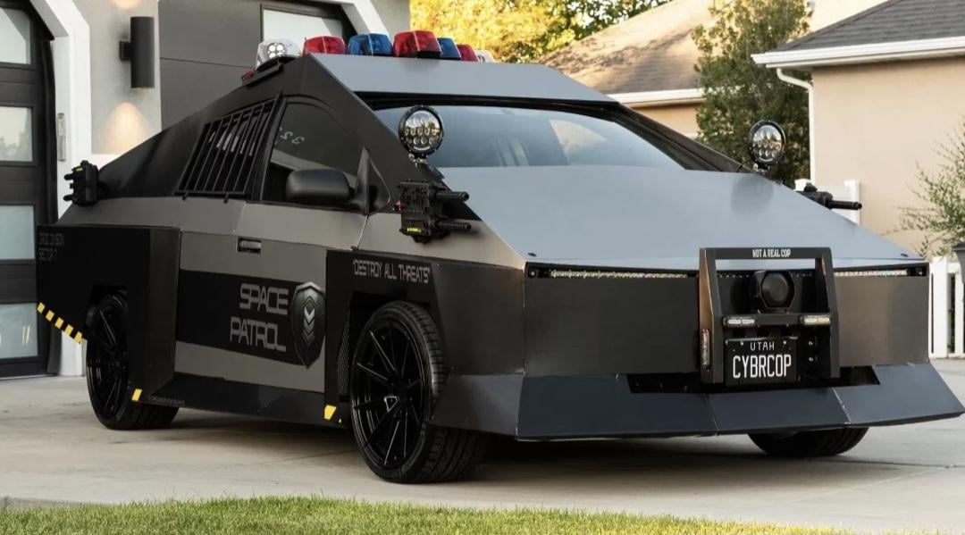 Utah man transforms 2004 Toyota Prius into striking Tesla Cybertruck parody dubbed the 'Cybercop'