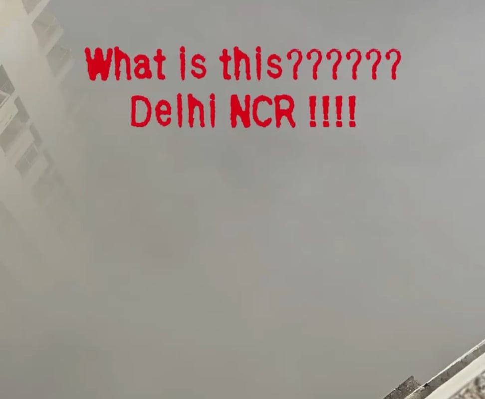 View from a balcony in Delhi, India where the AQI is currently over 500