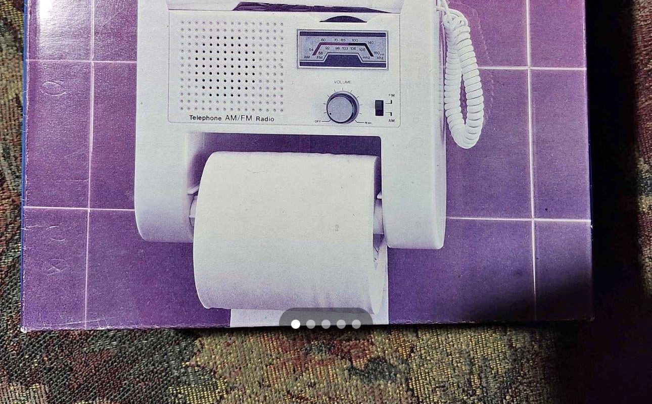 Vintage Toilet Paper Roll Holder with built-in AM/FM Radio and Telephone