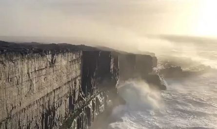 Waves crashing against the cliffs of Inis Meáin, Ireland