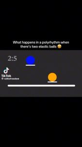 What happens in a polyrhythm when there’s two elastic balls