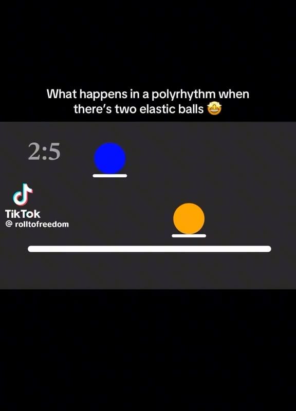 What happens in a polyrhythm when there’s two elastic balls