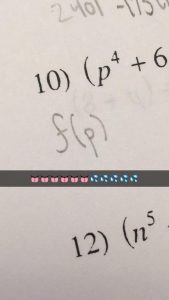 an old picture of some lucky penmanship on high school algebra homework