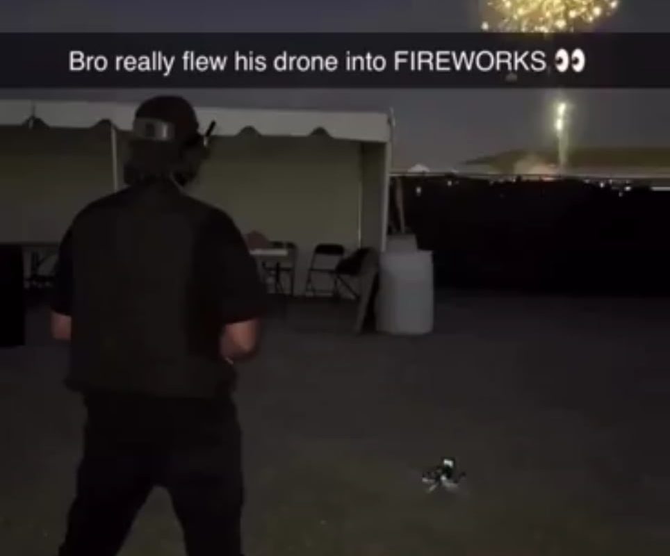 guy flew his drone into some fireworks...And the video is awesome