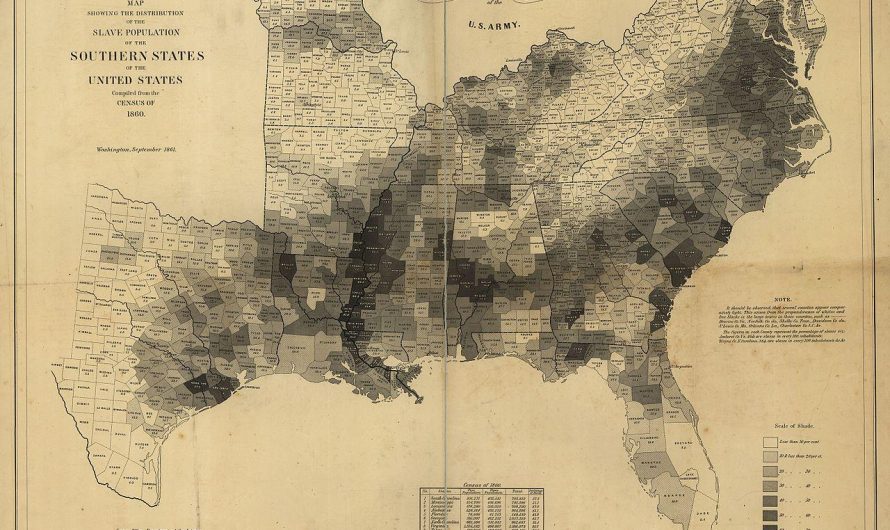 1860 census map of slave populations in the South