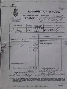 A real wage record issued for a Titanic crew member — dated just days before the ship sank
