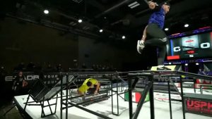 Arnold Schwarzenegger being amazed as competitive tag makes its debut at the Arnold Sports Festival