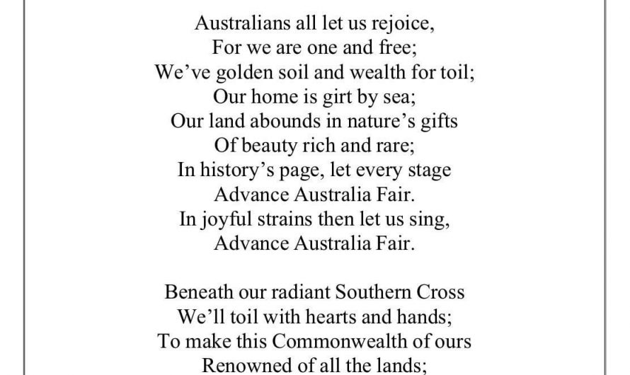 Australia’s national anthem is the only English-lyric anthem in the world that doesn’t reference religion or militarism