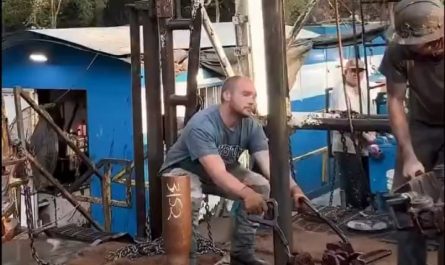 Diligent oil rig workers