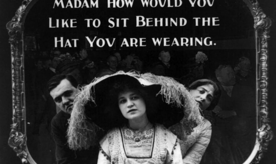 During the era of silent film, title cards like these were displayed before a screening, offering advice and etiquette for watching films