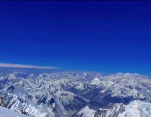 Earth's curve seen from the top of K2 (Pakistan) at 8,611 meters