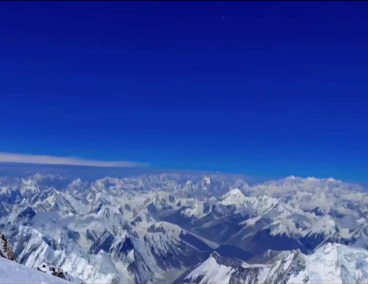 Earth's curve seen from the top of K2 (Pakistan) at 8,611 meters