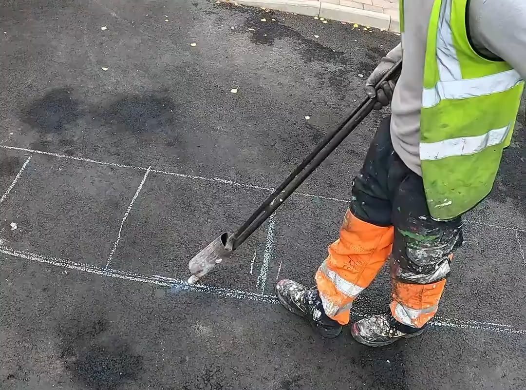 First-person view of precise road marking.