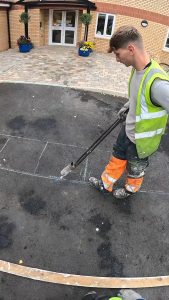 First-person view of precise road marking.