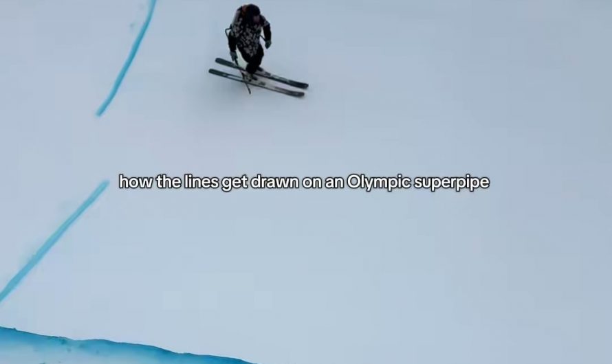 How the lines are drawn on an Olympic superpipe, a large snow halfpipe used in freestyle skiing and snowboarding.
