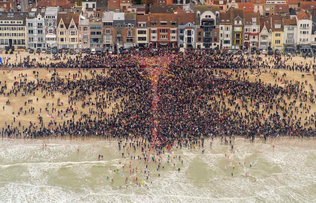 Jan 1 cold swim, Dunkirk, France