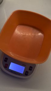 My favorite bowl weighs exactly 400g