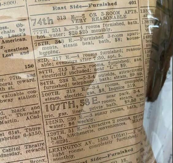 New York apartment listings from the 1930s. $4+/month