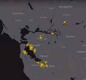 Private jets leaving the Bay Area last night