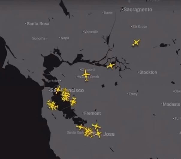 Private jets leaving the Bay Area last night