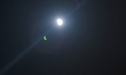 Reflection shows clear view of solar eclipse