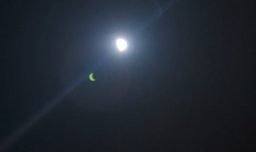 Reflection shows clear view of solar eclipse