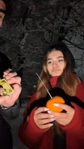 Sparkler in an orange