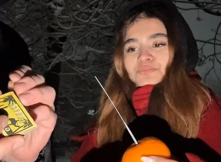 Sparkler in an orange