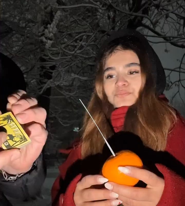 Sparkler in an orange