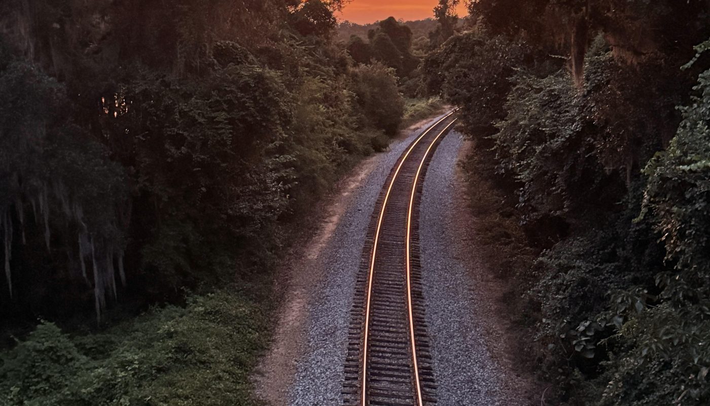 Sunset over the train tracks