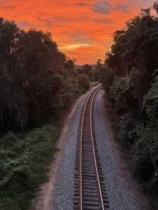 Sunset over the train tracks