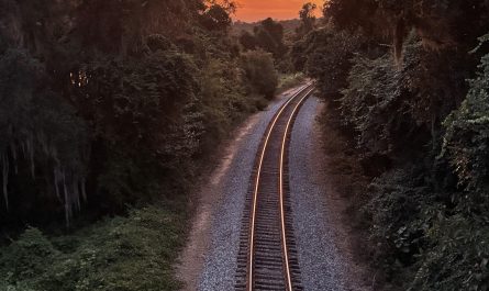 Sunset over the train tracks