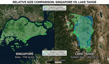 The 6+ Million residents of Singapore live in an area only slightly larger than Lake Tahoe