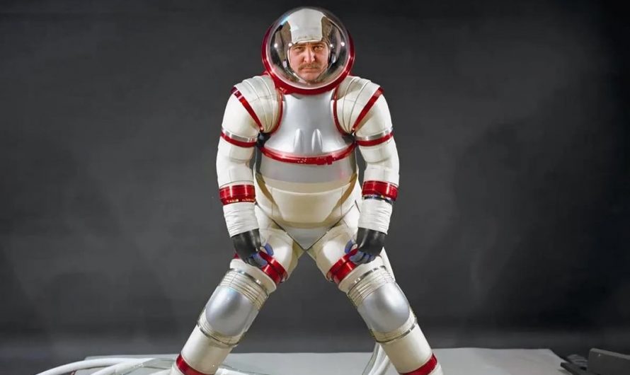 The Ax-3 prototype space suit in the 1970s.