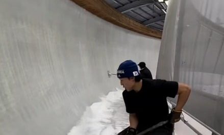 The angle of the track for the sliding sports event (bobsled, luge, and skeleton) at the winter Olympics