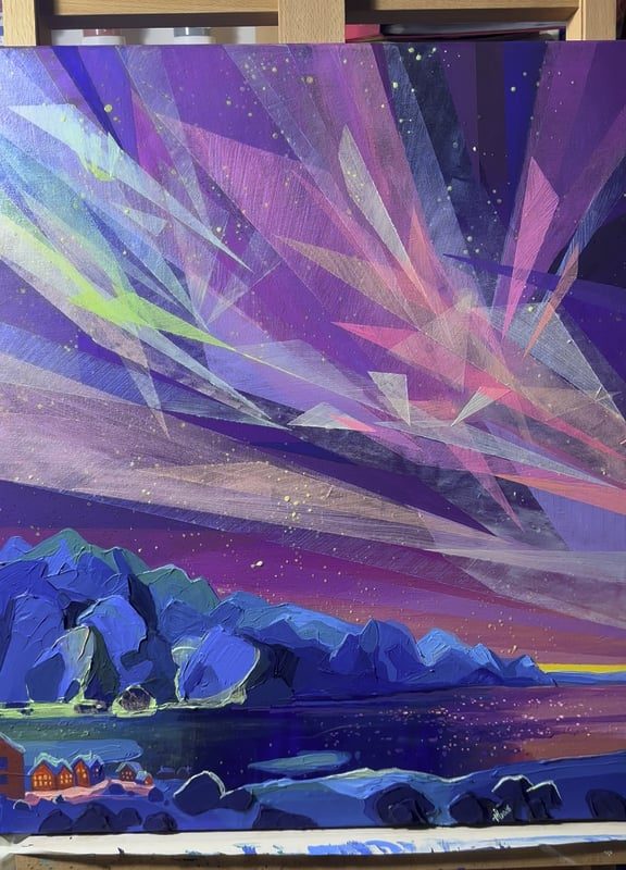 The magic of acrylic, lighting options for painting, lamp-UV lamp, darkness, directional side light