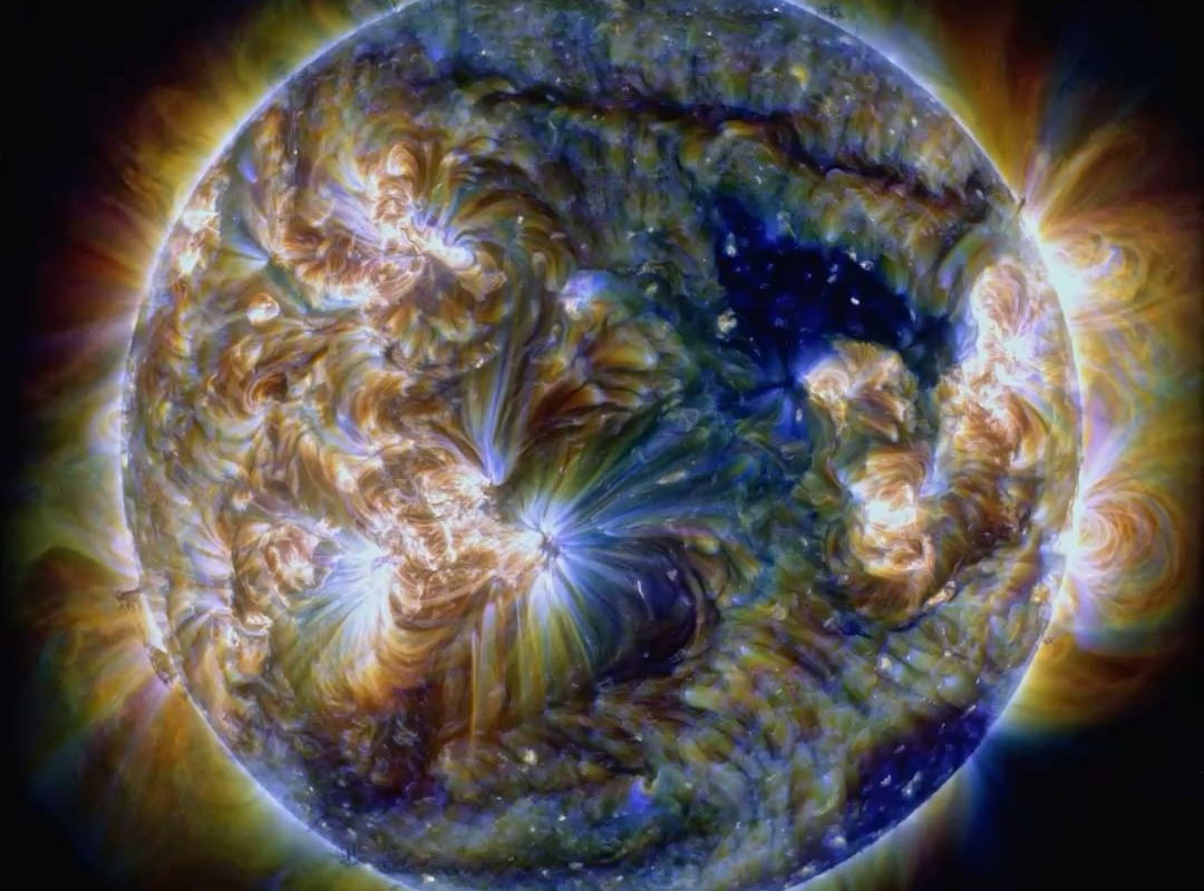 The most recent footage of the sun. Using different combinations of wavelengths from SDO