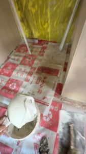 The smooth application of wall putty