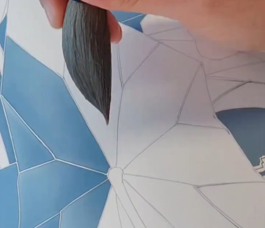 The way the ink/paint fills up the shape, then dries out is mesmerizing