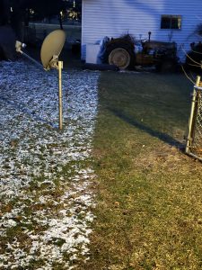 The way the snow is melting in half in my boyfriend’s backyard