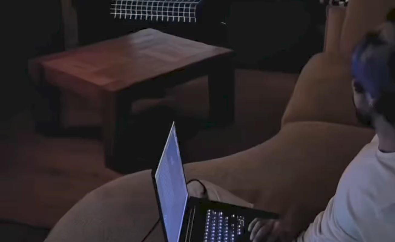 This man doing 3d projection mapping on the table